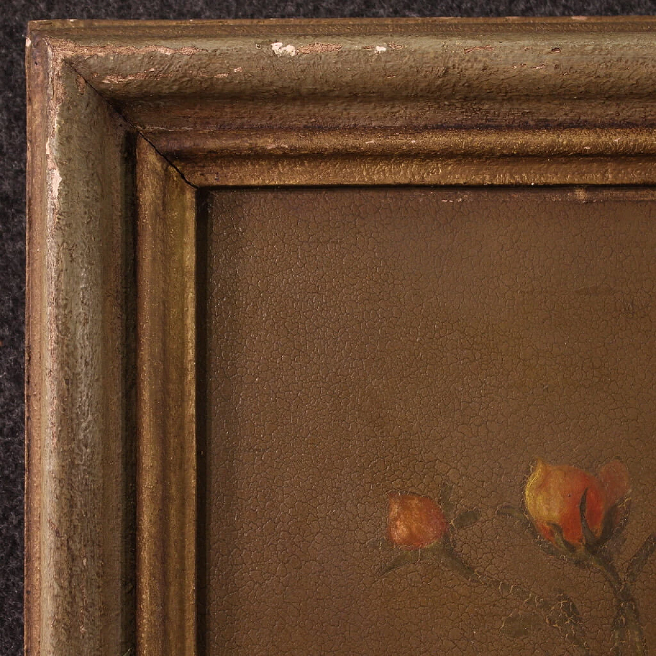 Natura morta con vaso di fiori, dipinto a olio su masonite 10