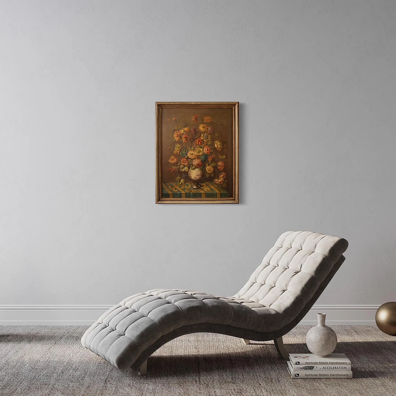 Natura morta con vaso di fiori, dipinto a olio su masonite 12