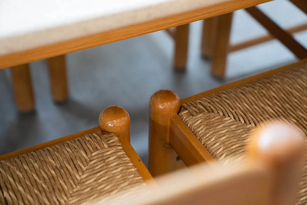 6 Padova chairs and oak and marble table by Hank Lowenstein, 1970s 5