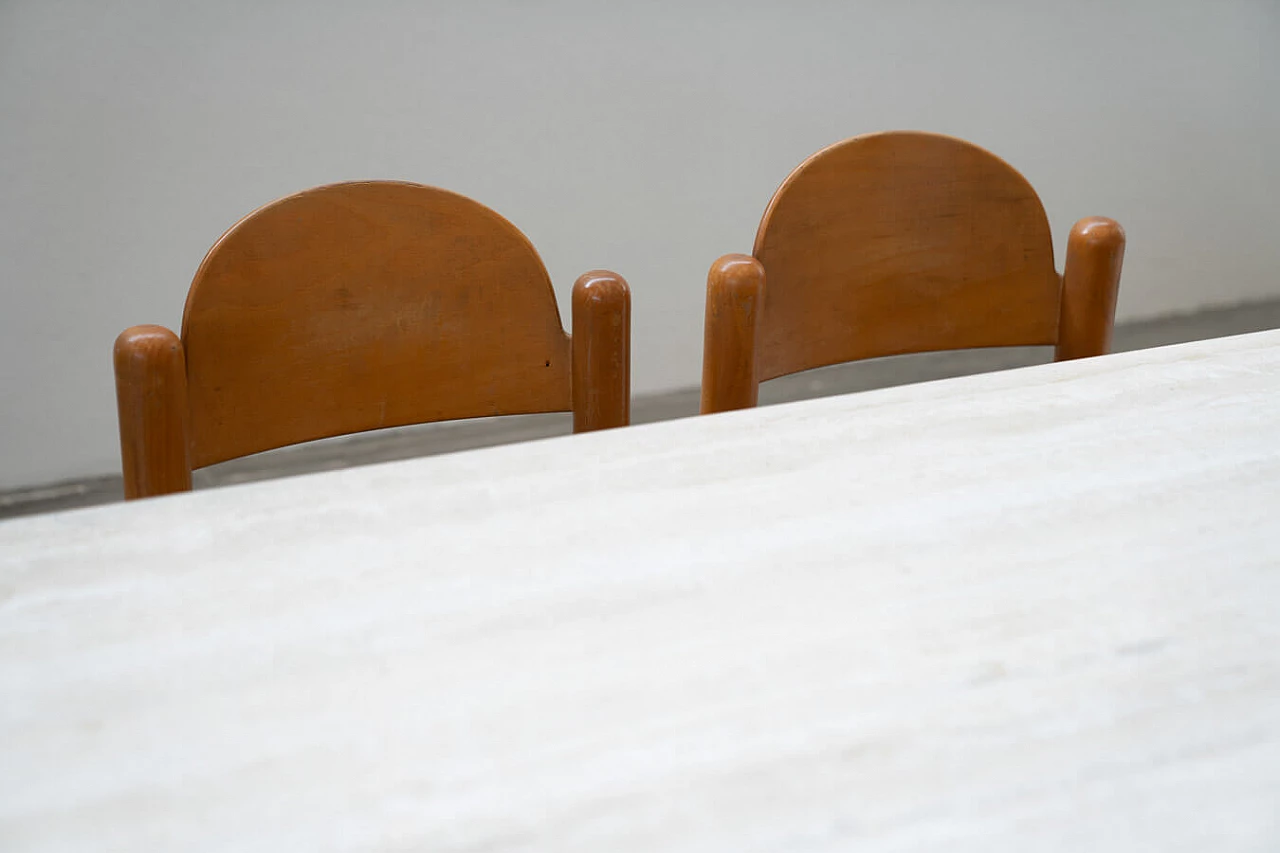 6 Sedie Padova e tavolo in rovere e marmo di Hank Lowenstein, anni '70 7