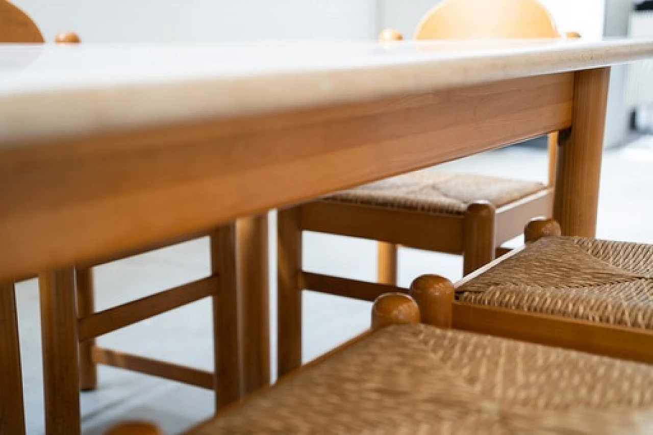 6 Padova chairs and oak and marble table by Hank Lowenstein, 1970s 10