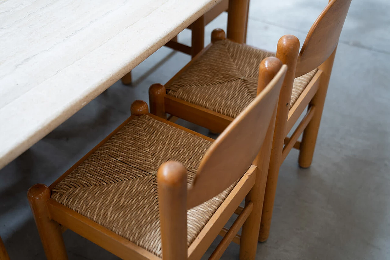 6 Padova chairs and oak and marble table by Hank Lowenstein, 1970s 11