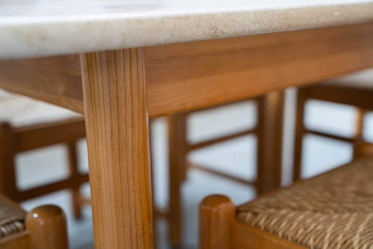 6 Padova chairs and oak and marble table by Hank Lowenstein, 1970s 12