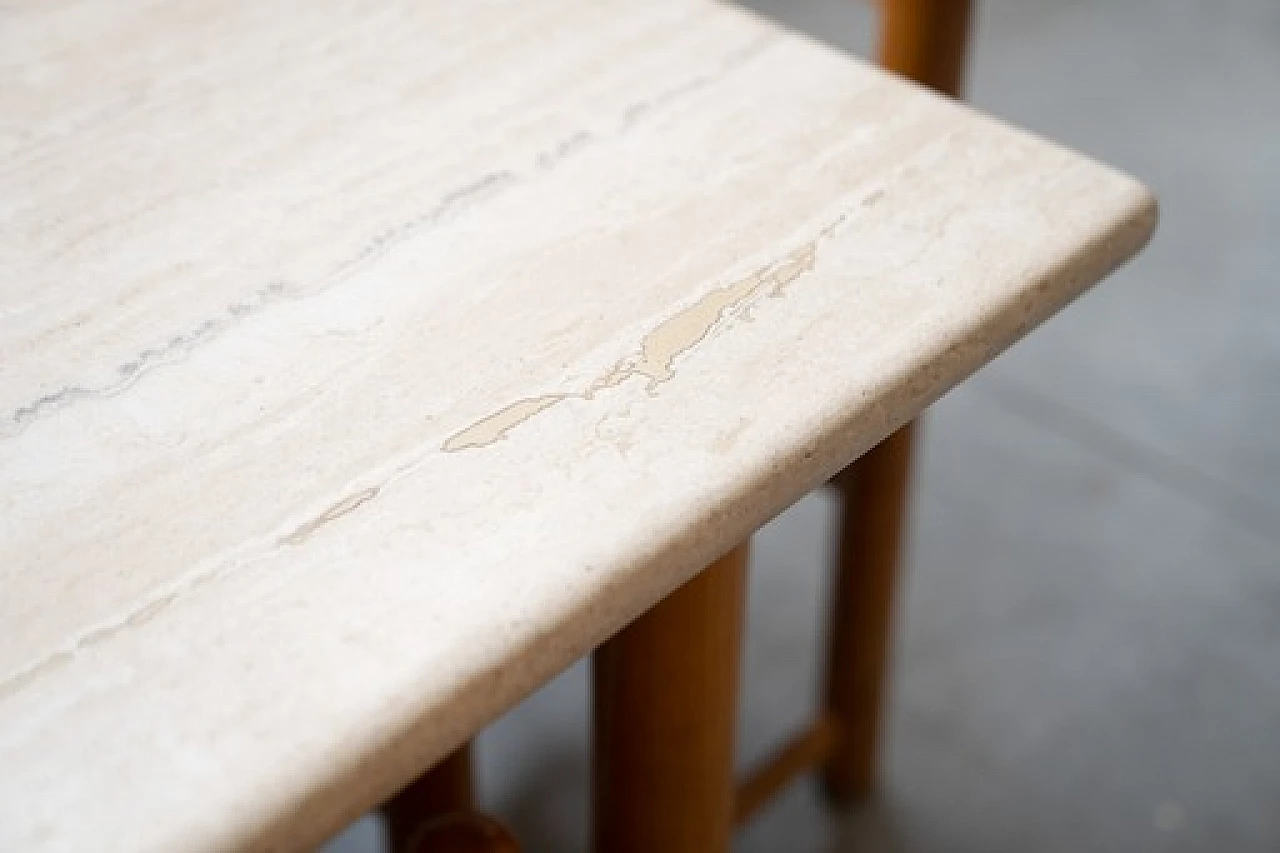 6 Sedie Padova e tavolo in rovere e marmo di Hank Lowenstein, anni '70 17