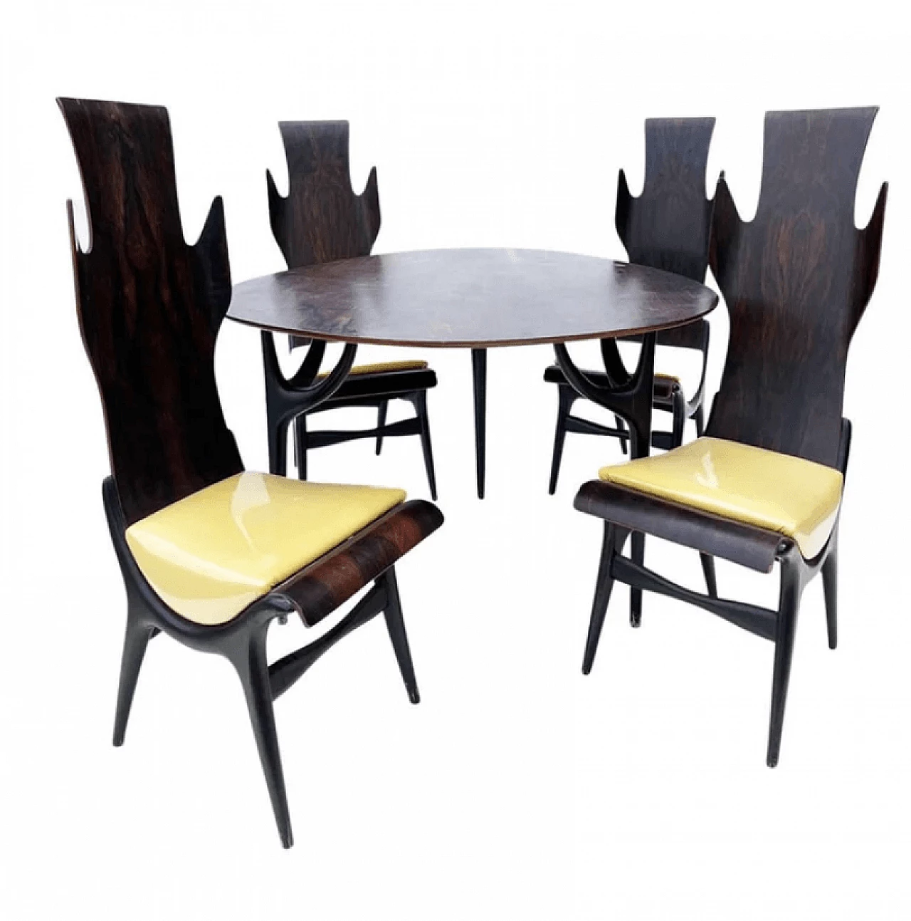 Tavolo con 4 sedie di Dante Latorre, anni '50 1