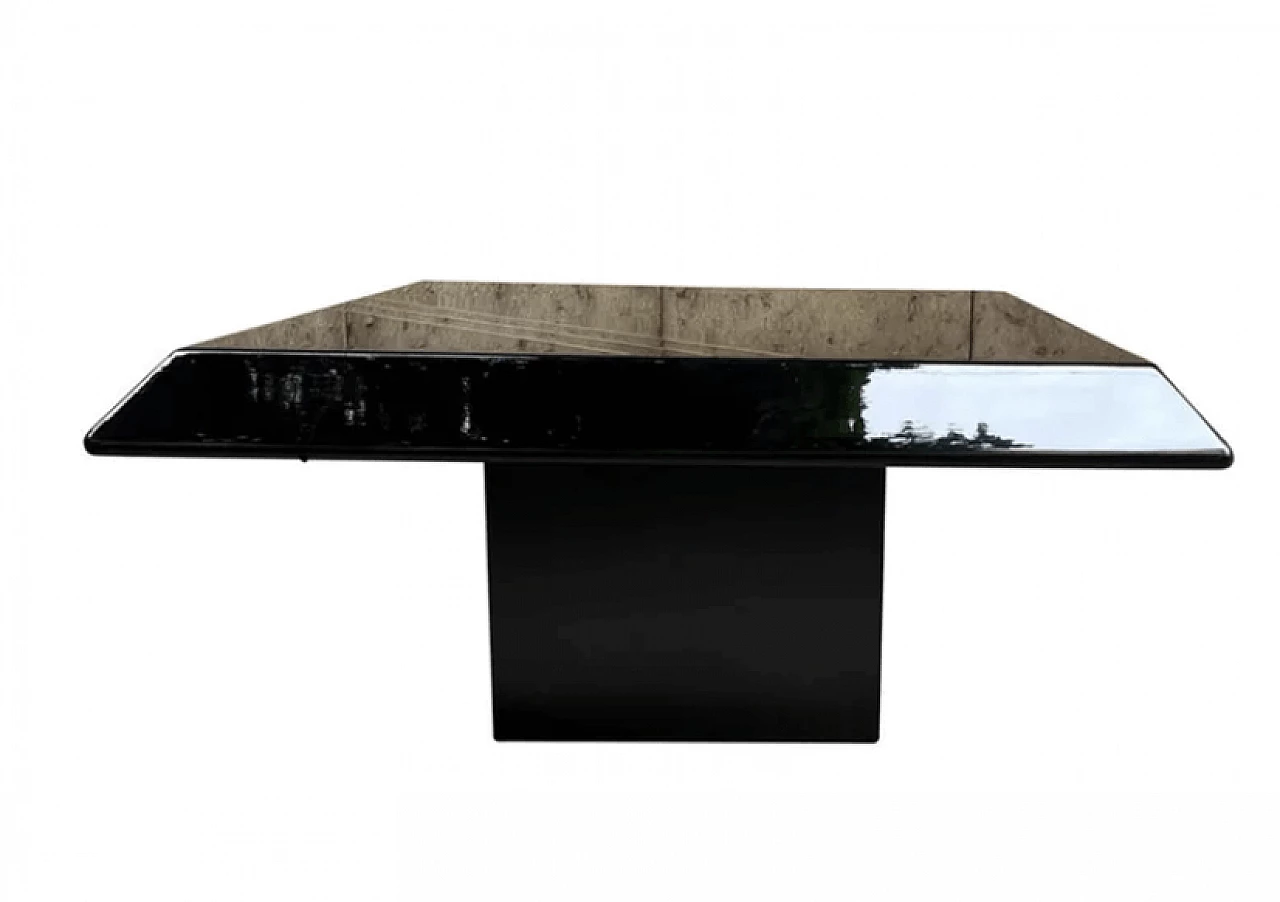 Wood and brass coffee table, 1980s 1