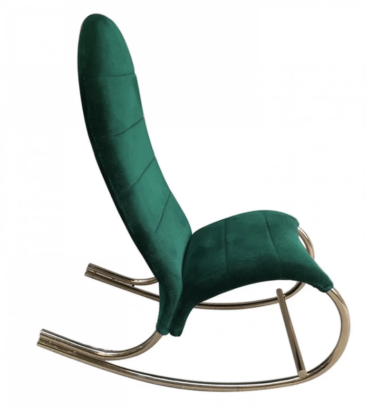 Velvet and brass rocking armchair, 1970s 1