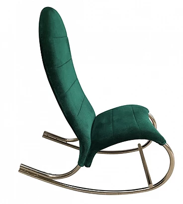 Velvet and brass rocking armchair, 1970s