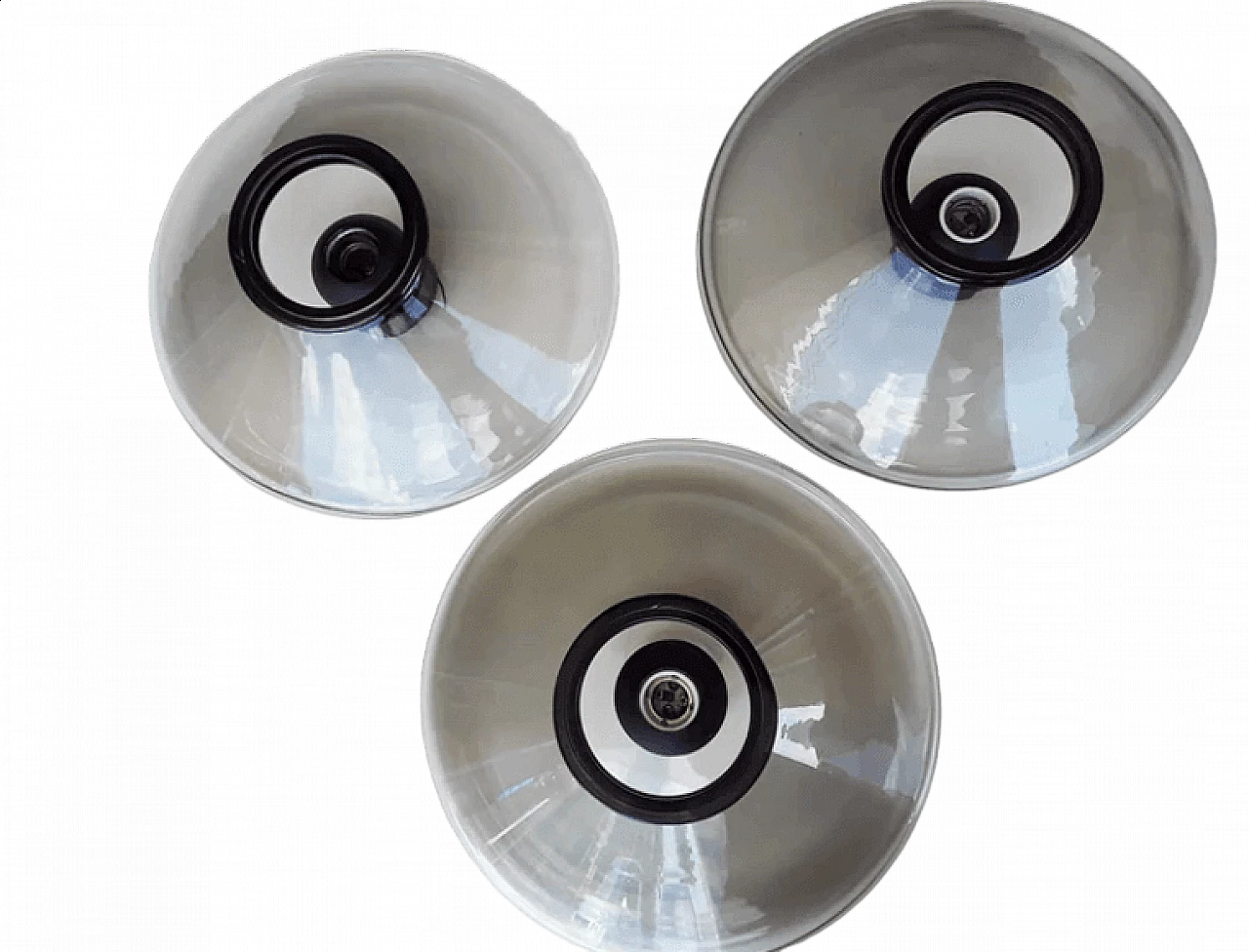 3 Smoked glass ceiling lamps by Giusto Toso for Leucos, 1970s 5