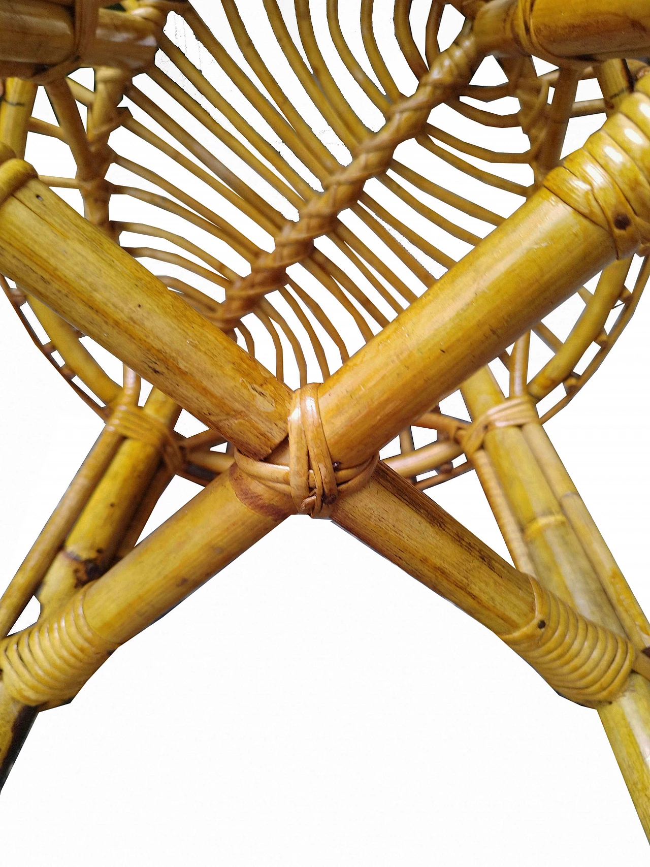 Pair of rattan and bamboo stools by Franco Albini for Bonacina, 1960s 5