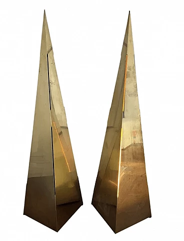 Pair of brass table lamps, 1970s
