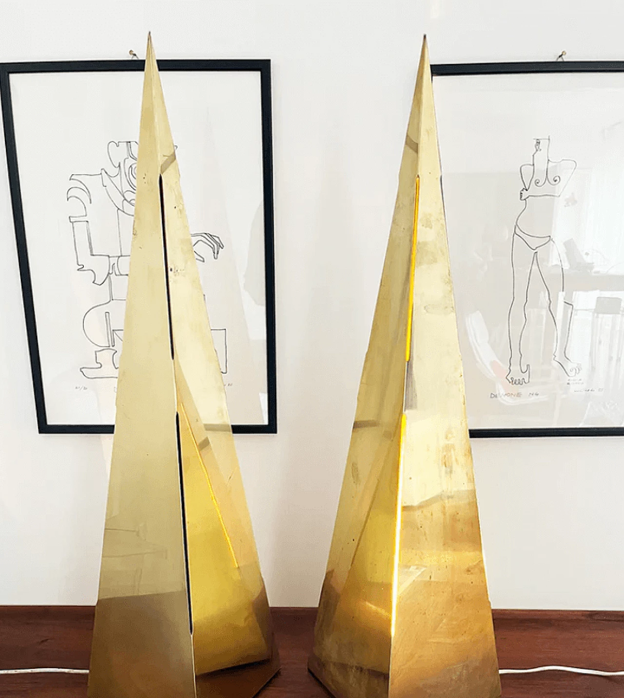 Pair of brass table lamps, 1970s 2