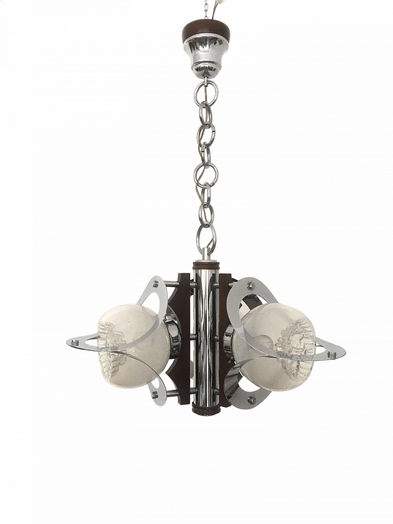 Steel and Murano glass ceiling lamp in Mazzega style, 1970s 6
