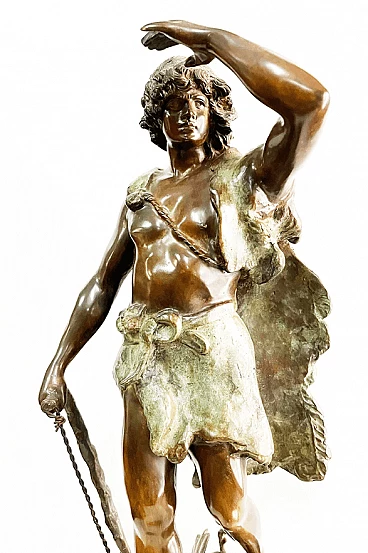 Bronze sculpture with marble base, early 20th century