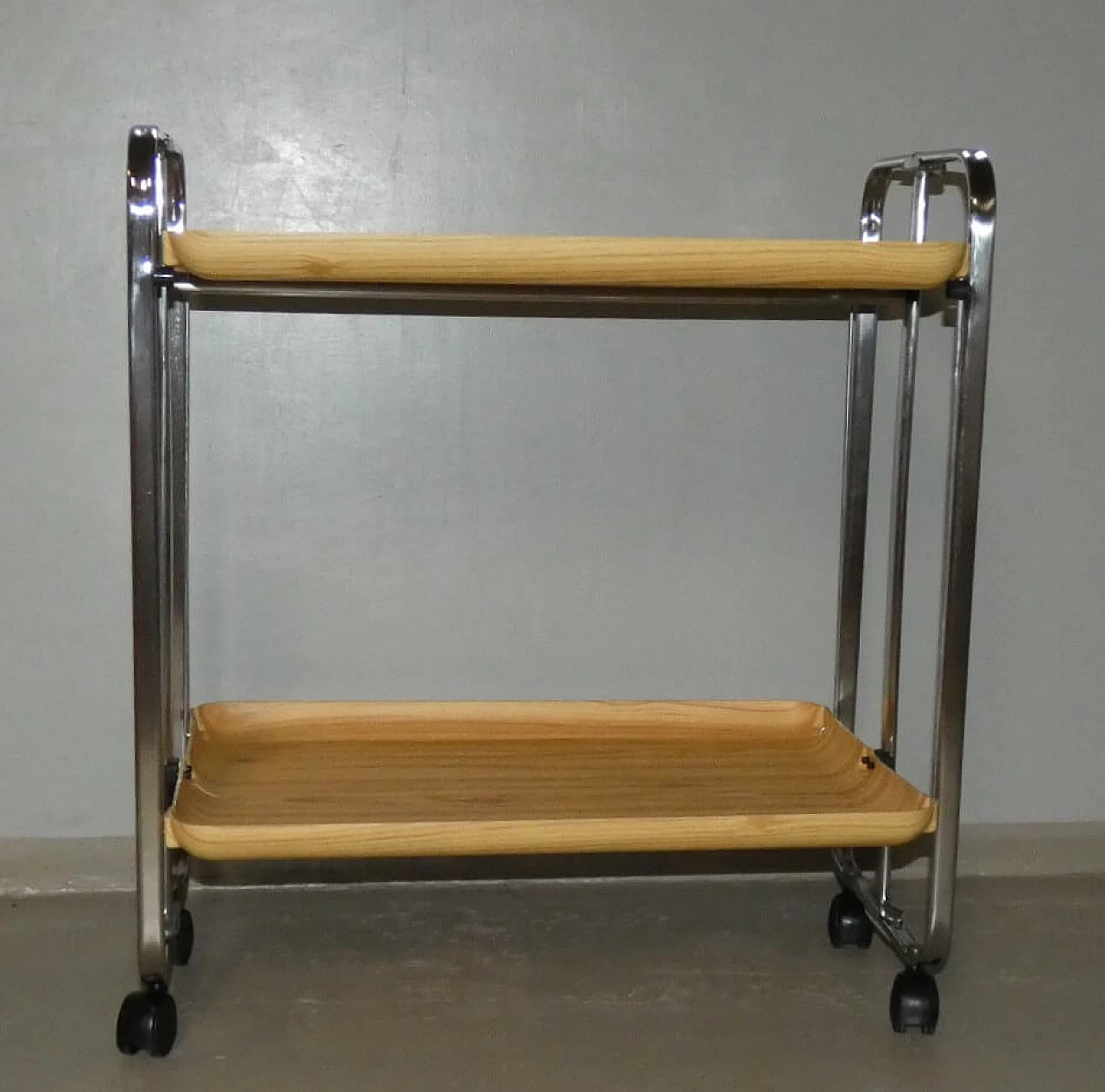 Chrome-plated steel folding cart in Bremshey Solingen style, 1960s 1