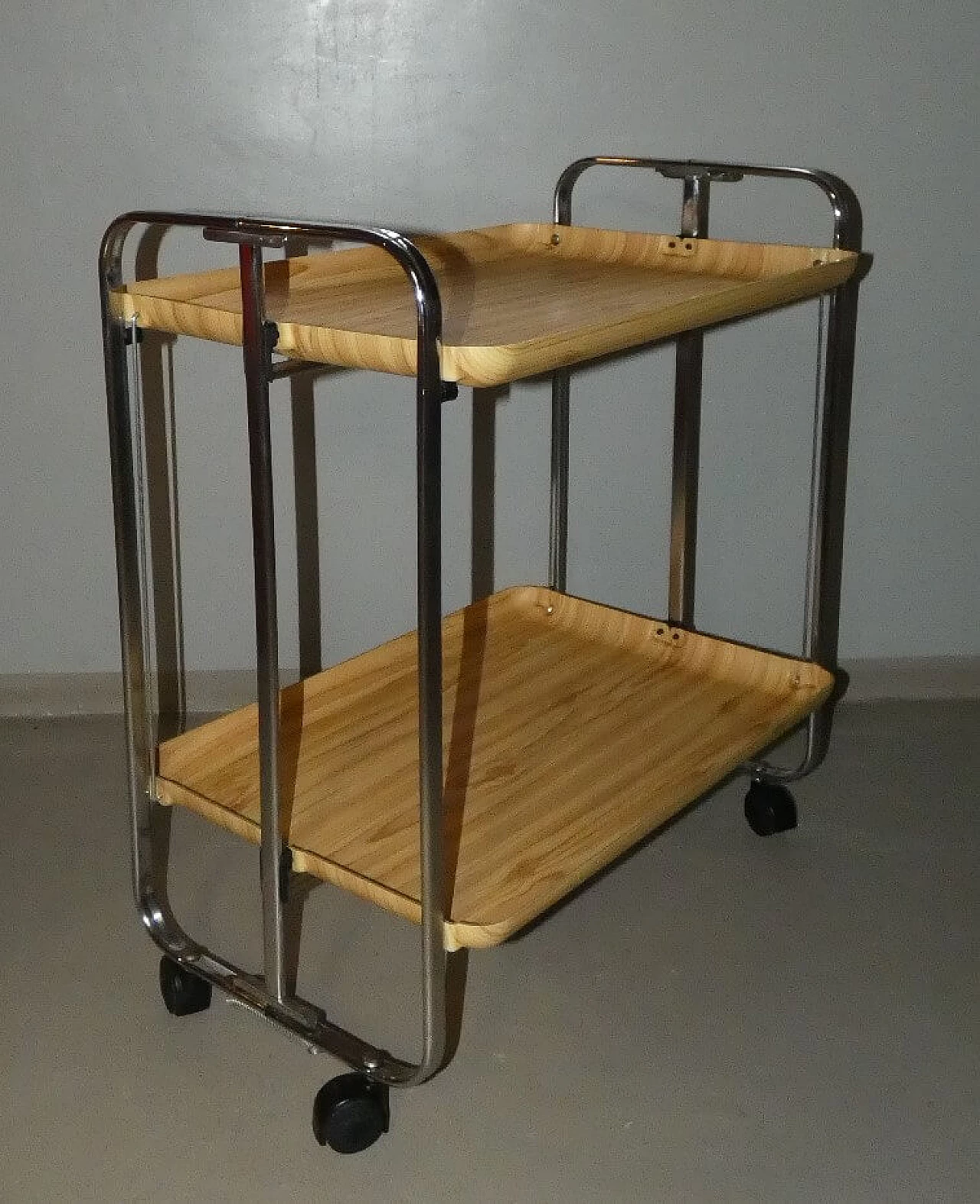 Chrome-plated steel folding cart in Bremshey Solingen style, 1960s 5