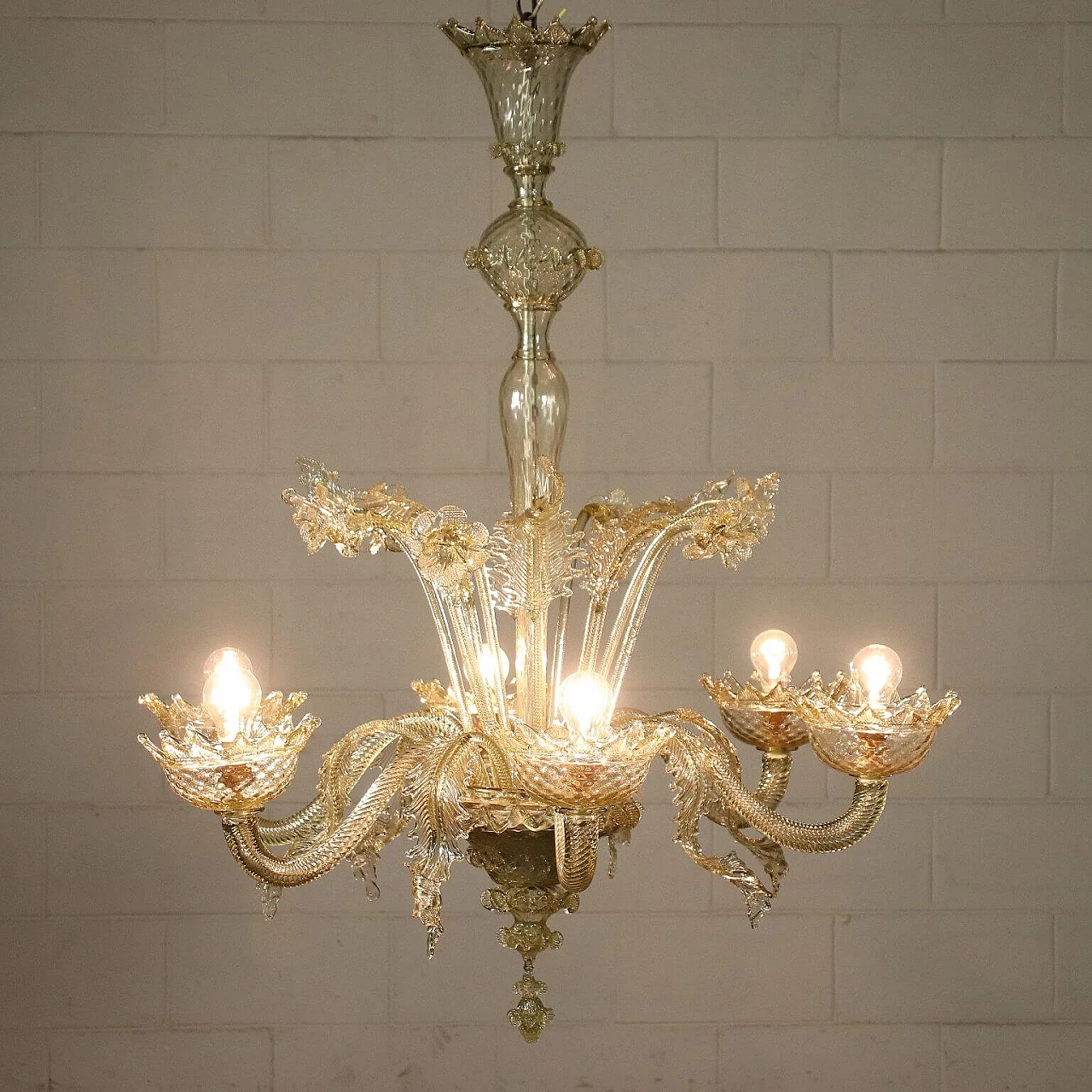 Murano glass chandelier with 6 lights, 20th century 3