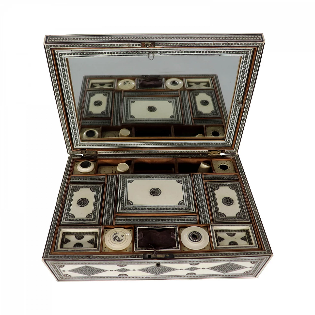 Sandalwood and bone sewing box, India, 19th century 1