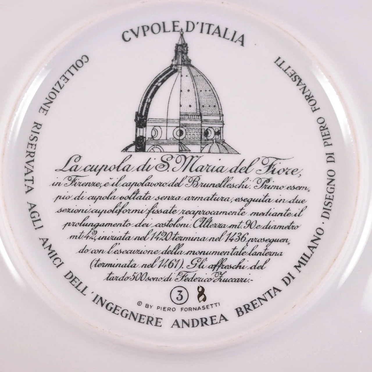 Piero Fornasetti plate, series "Cupole d' Italia", 1960s 5