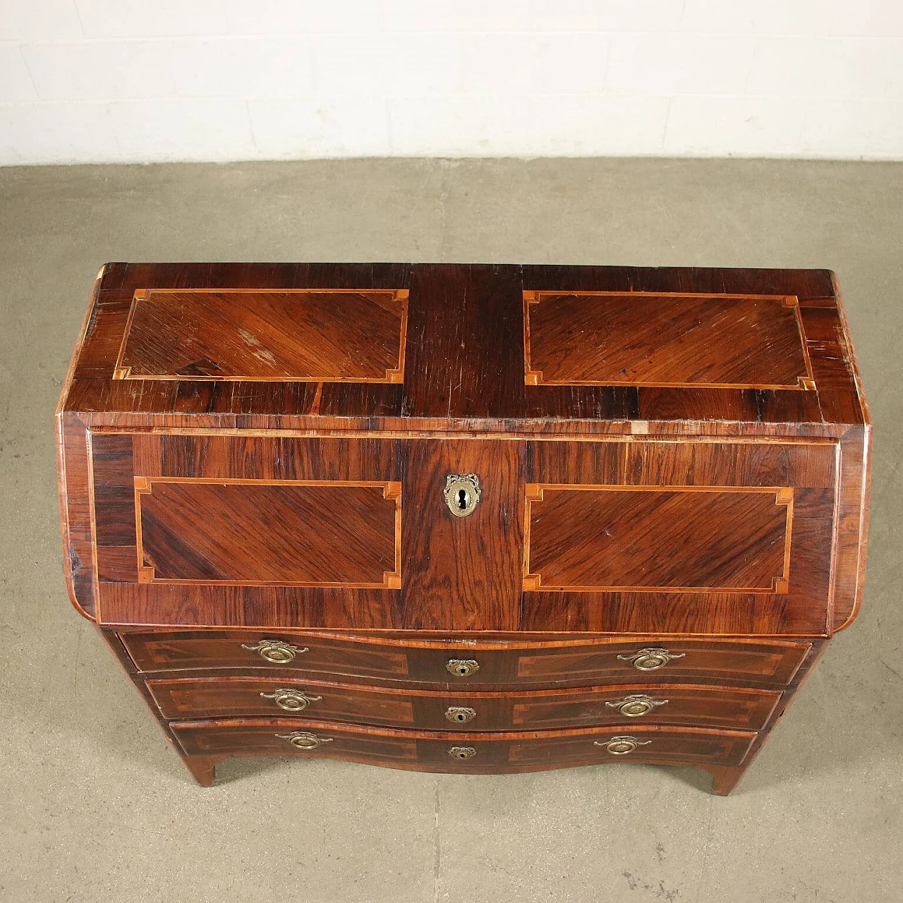 Ribalta piemontese in bois de rose e altre essenze, dell'800 4