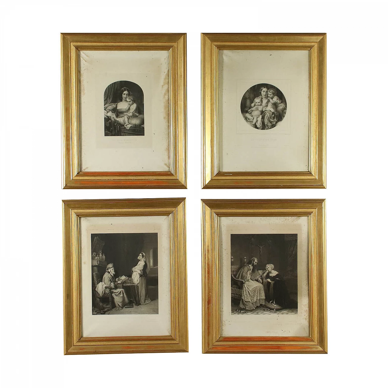 Group of 4 gilded frames with prints, 19th century 1