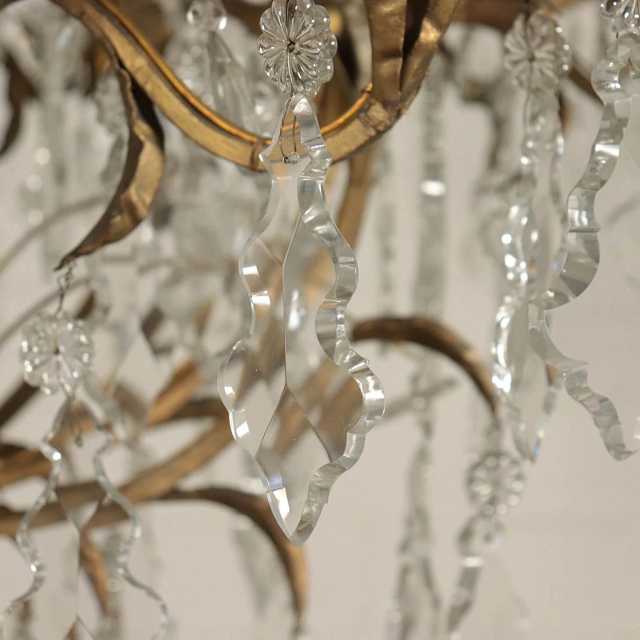 12-light iron and crystal chandelier, early 20th century 6