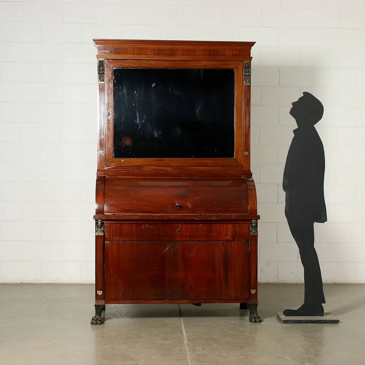 Empire mahogany and chestnut writing desk with riser, 19th century 2