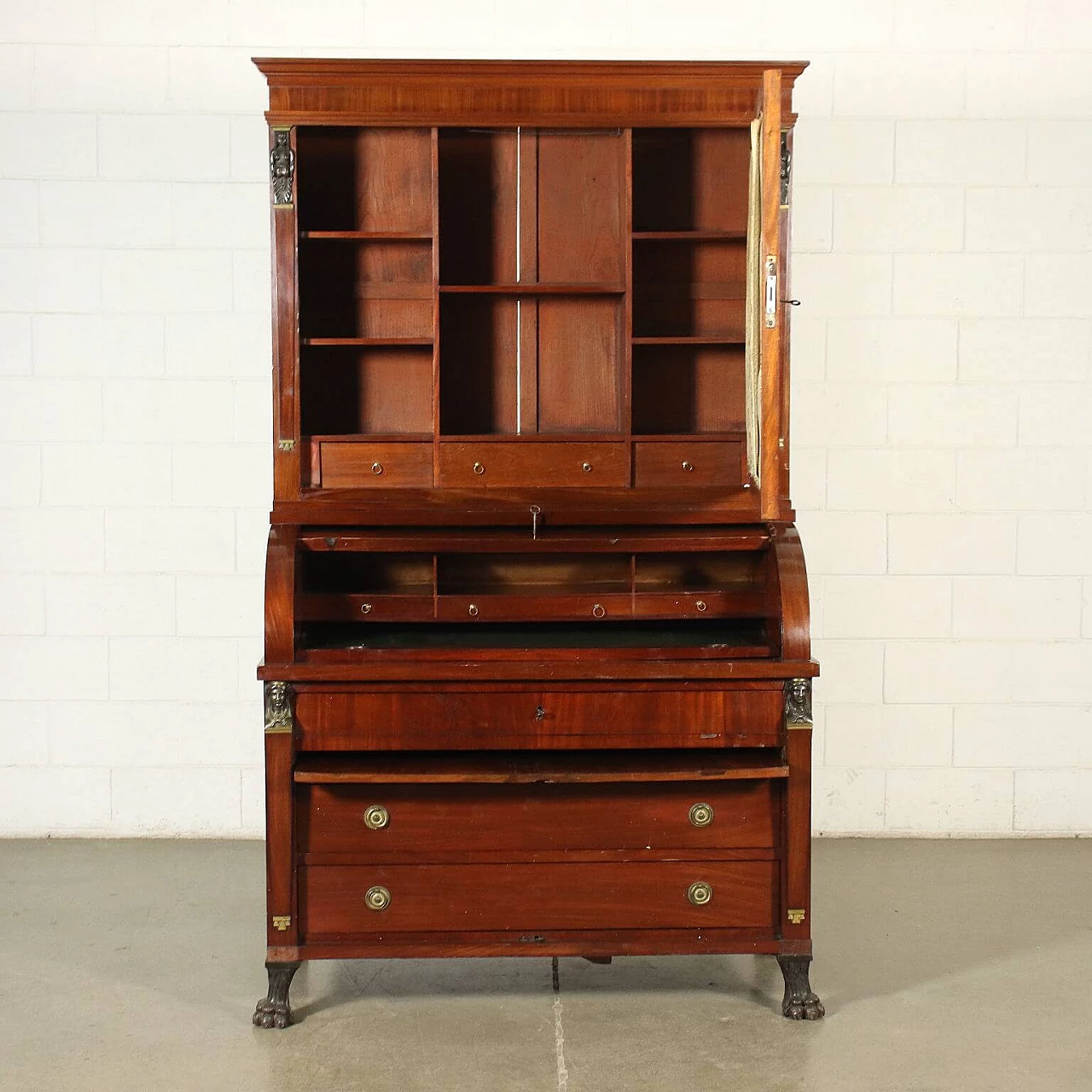 Empire mahogany and chestnut writing desk with riser, 19th century 3