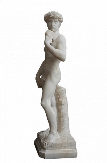 Riproduzione del David di Michelangelo, scultura in alabastro, '800