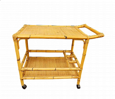Bamboo and rattan bar cart, 1960s