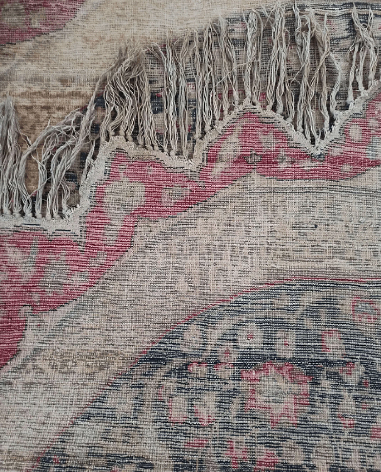 Tappeto rotondo Kayseri turco in cotone e lana, inizio '900 7