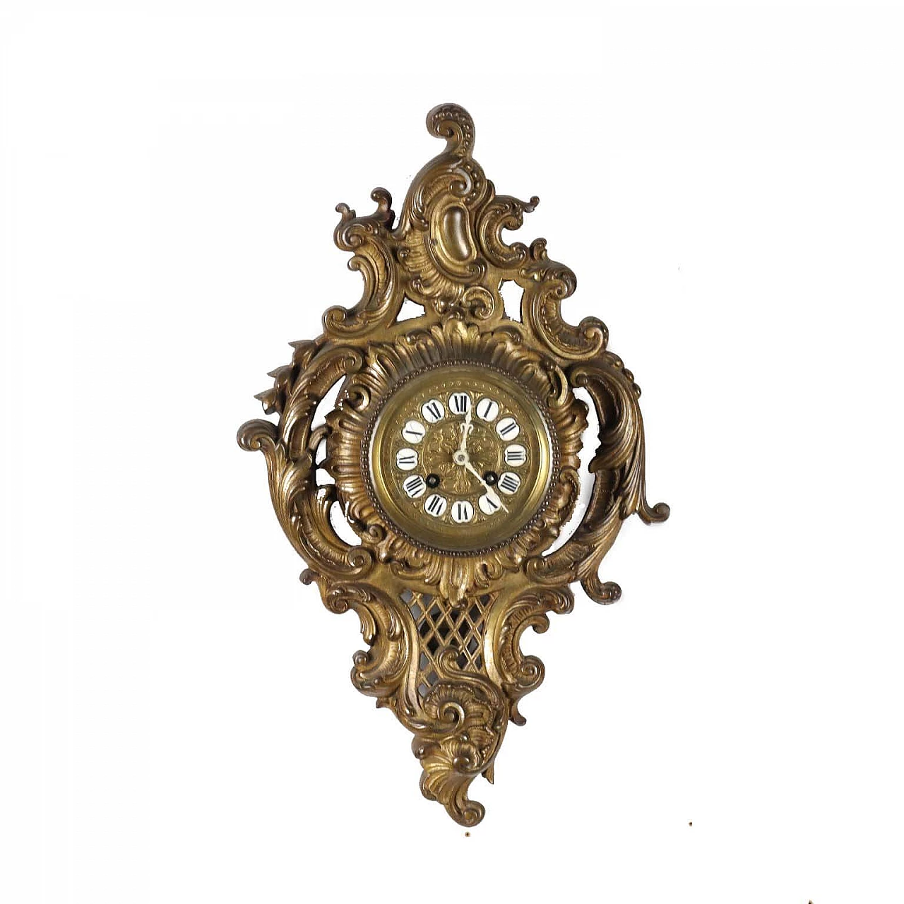 Gilded bronze wall clock in Rococo style, 19th century 1