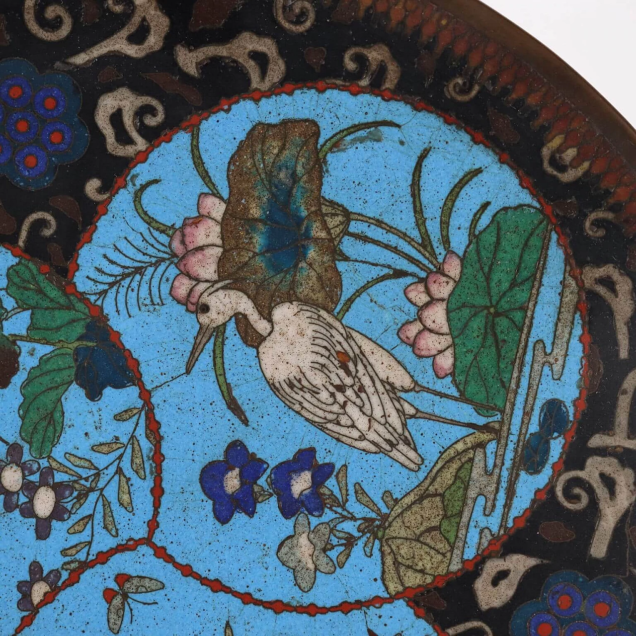 Japanese copper plate with cloisonné enamels, 19th century 3