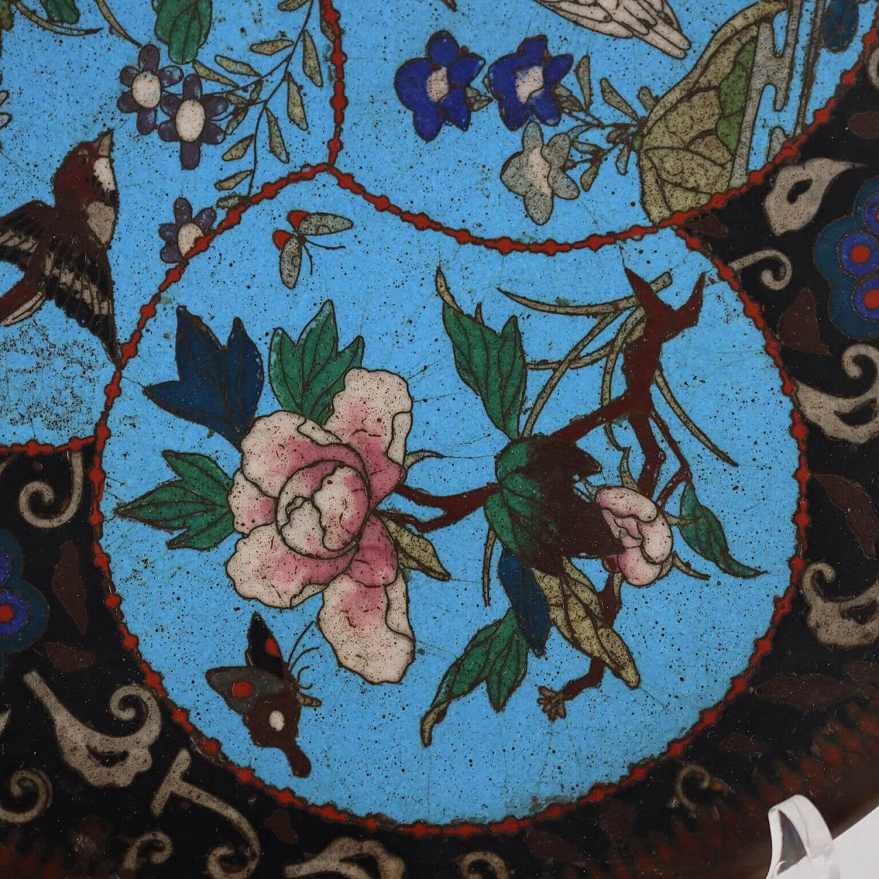 Japanese copper plate with cloisonné enamels, 19th century 5