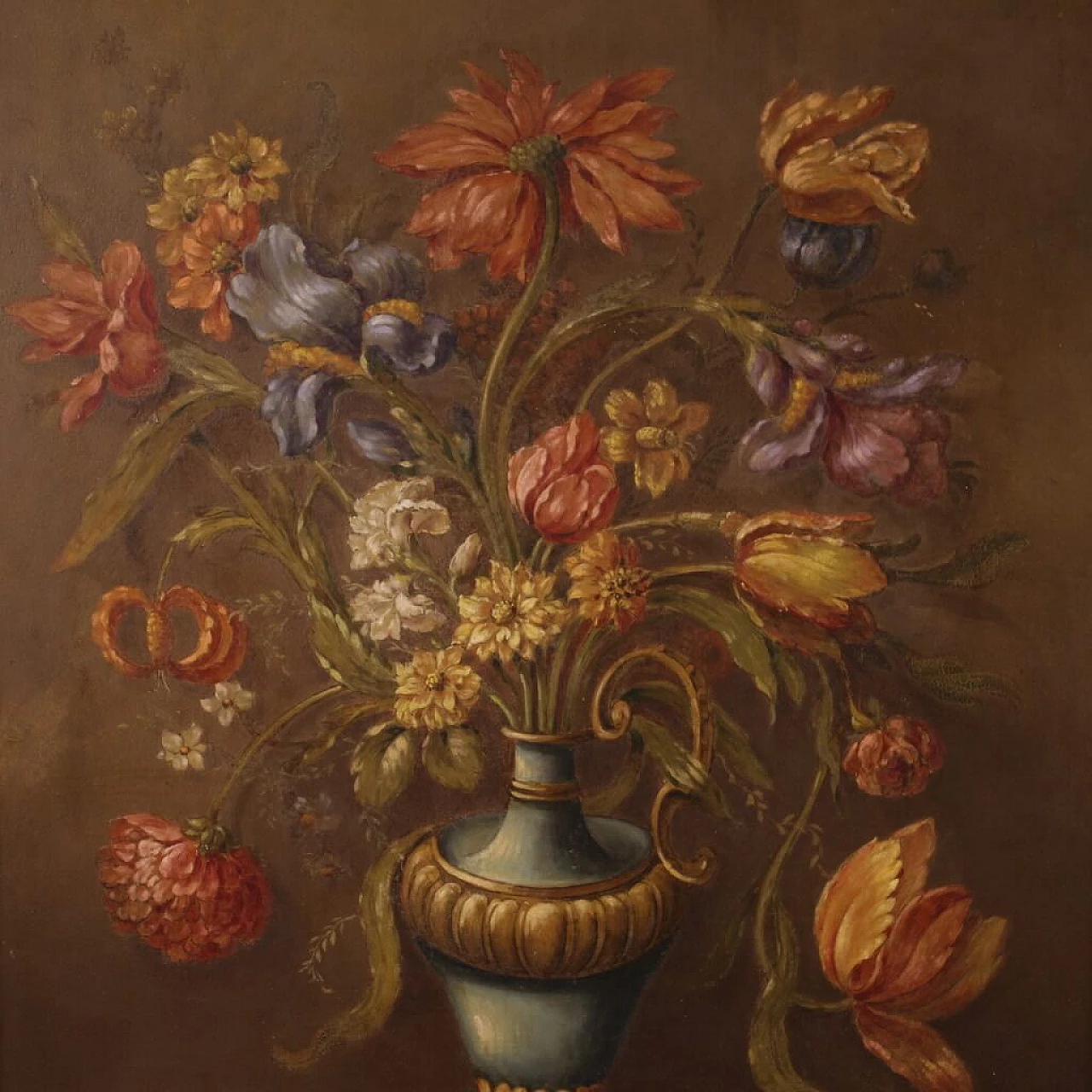 Natura morta con vaso di fiori, dipinto a olio su masonite, 1955 3