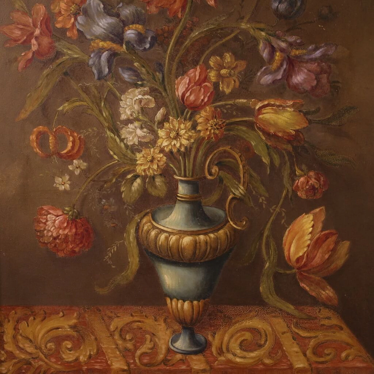 Natura morta con vaso di fiori, dipinto a olio su masonite, 1955 4