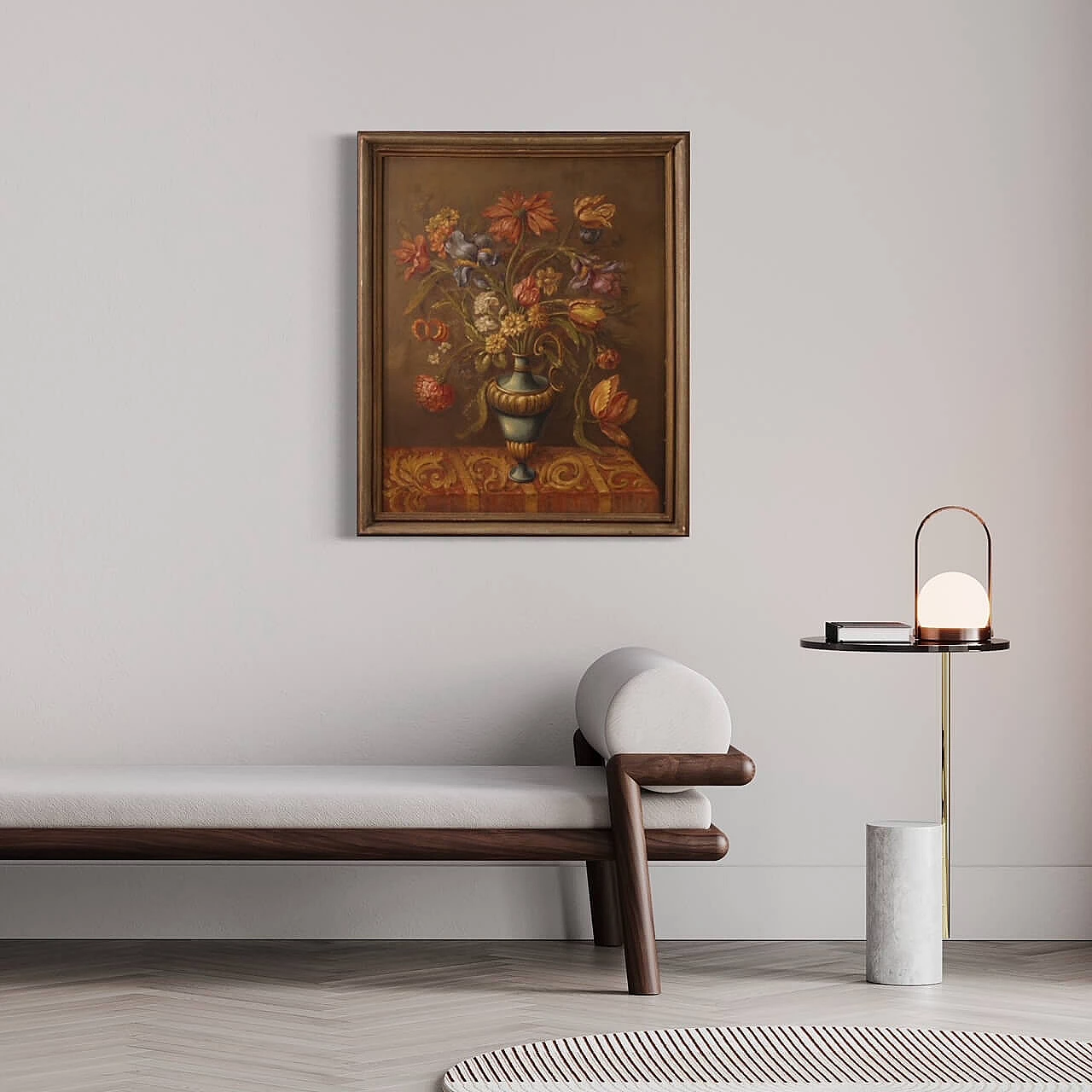 Natura morta con vaso di fiori, dipinto a olio su masonite, 1955 14