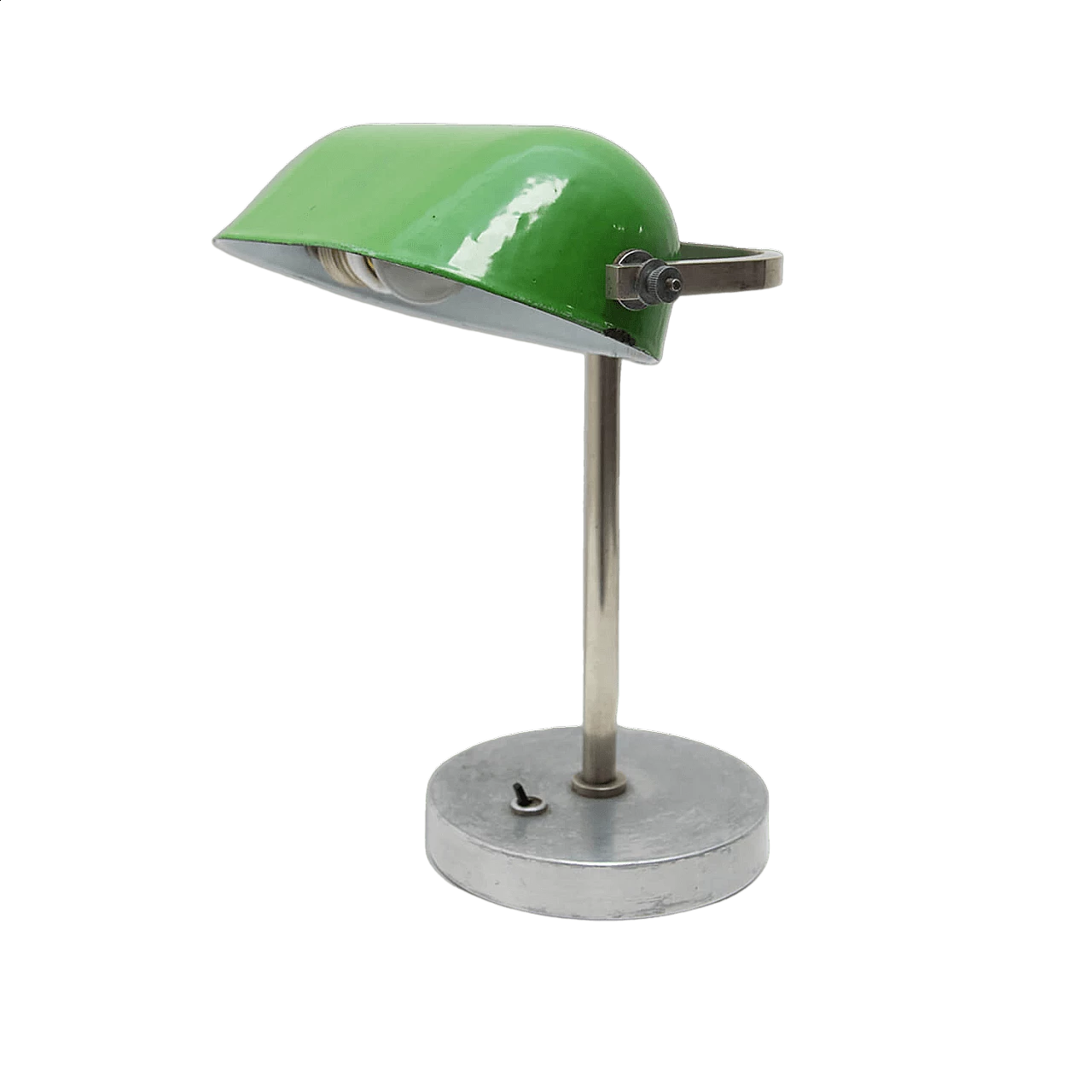 Art Deco chromed and green metal ministerial table lamp, 1930s 13