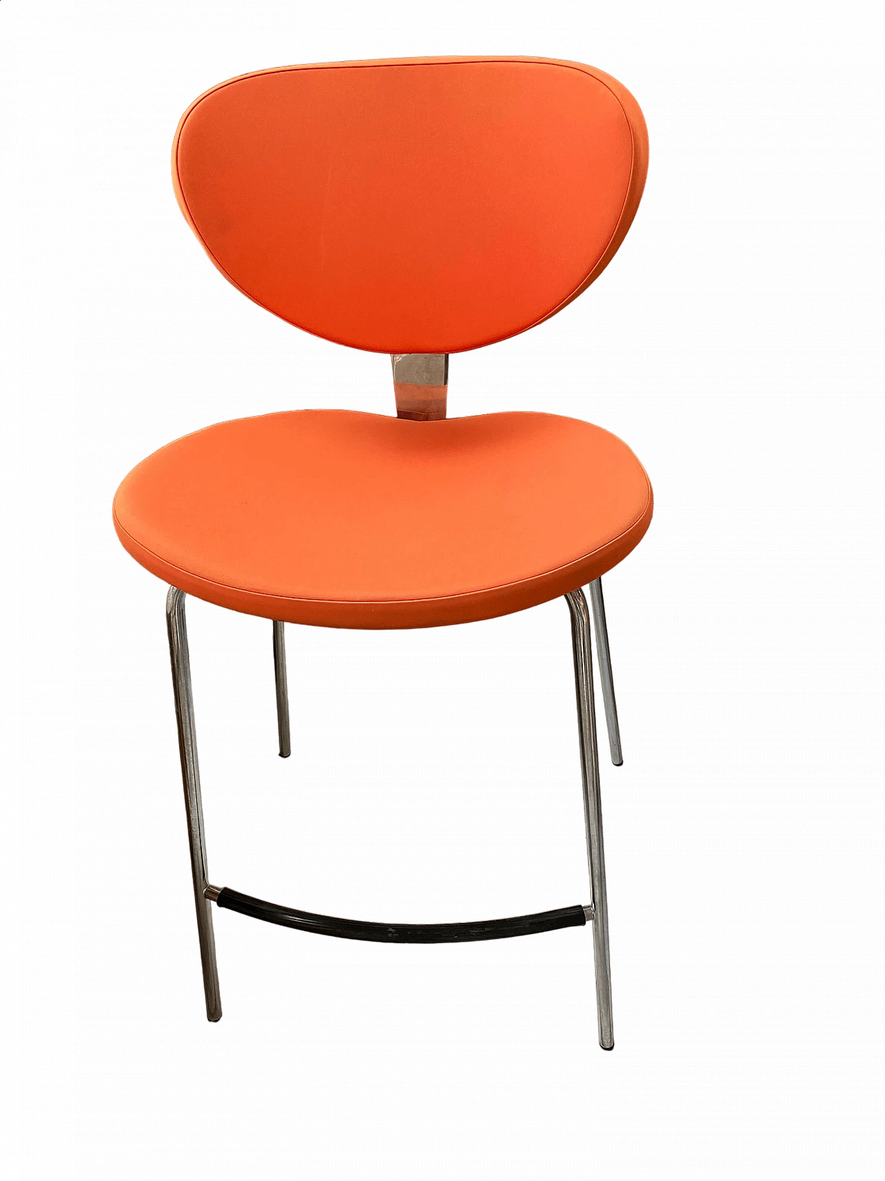 Pair of metal and orange fabric stools by Calligaris, 2000s 6