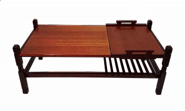 Wooden coffee table with pull-out tray, 1960s