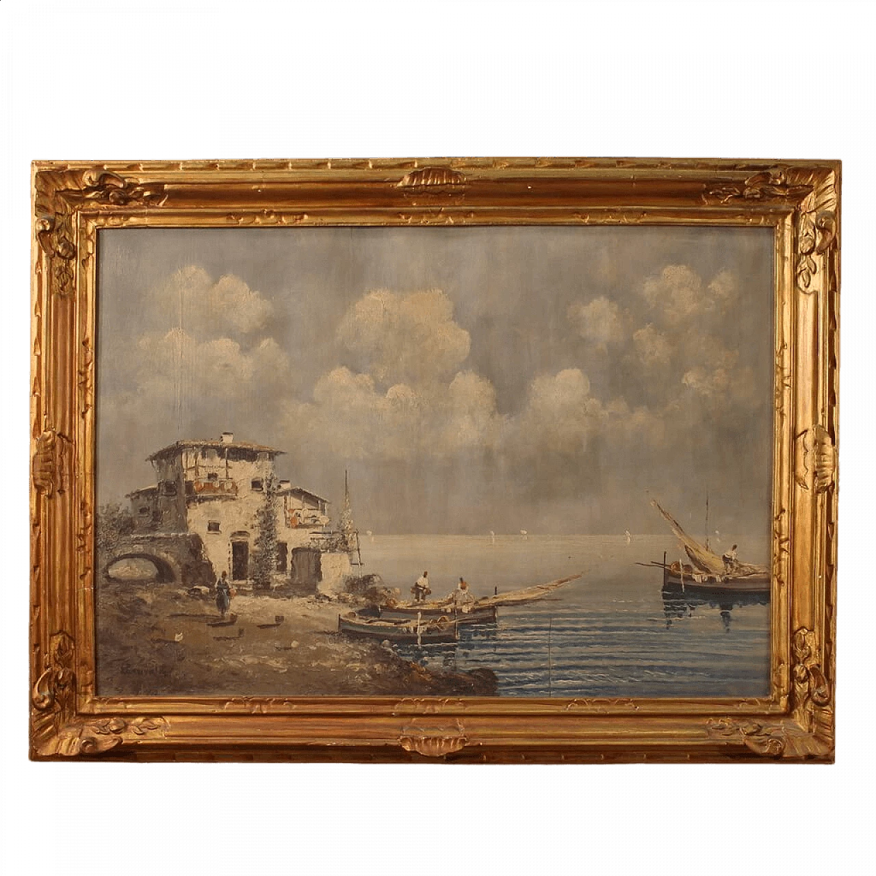 Dipinto di marina, olio su tavoletta, anni '40 16