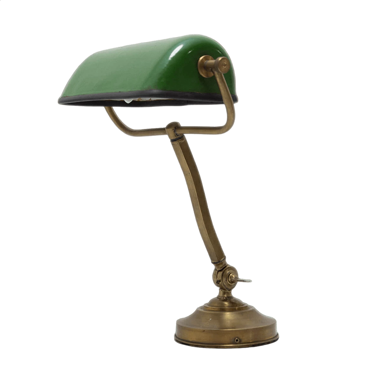 Art Deco gilded and green metal ministerial table lamp, 1930s 13