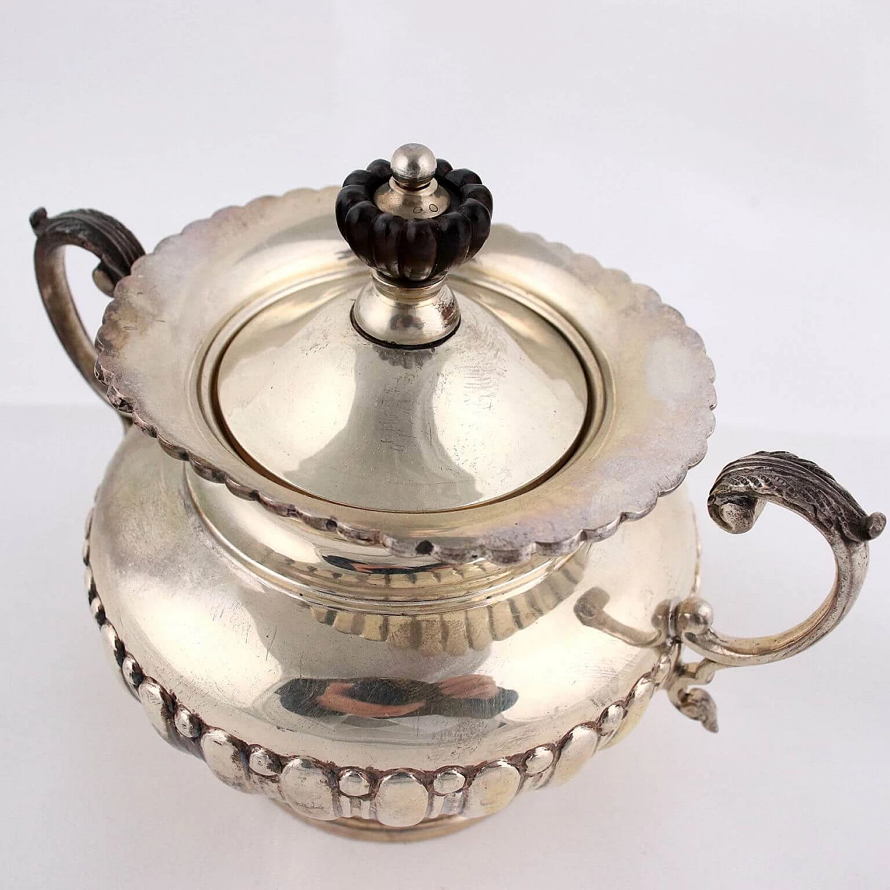 Embossed silver service with wooden sockets, 1950s 7