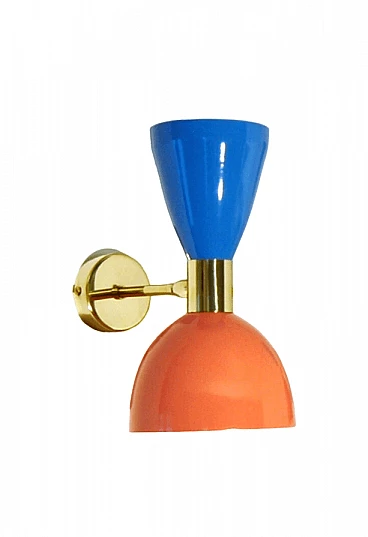 Pink and blue lacquered metal wall light by Deyroo Lighting