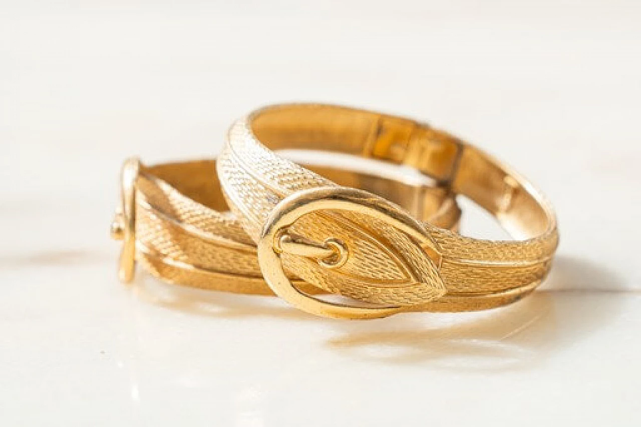 Bracciale a cintura rigida in oro 18 carati di Avon, anni '70 2