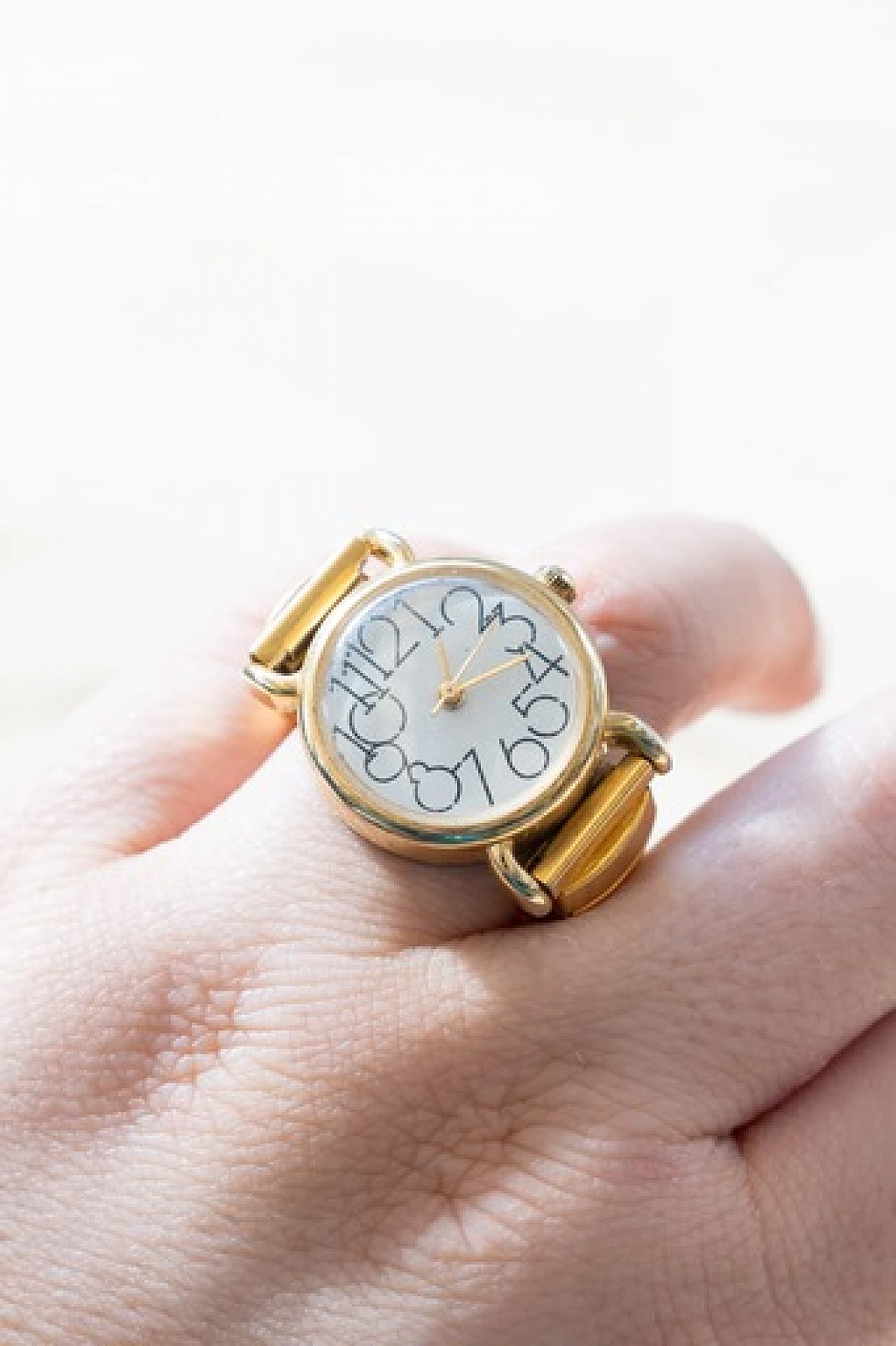 Gilded metal ring watch, 1970s 1