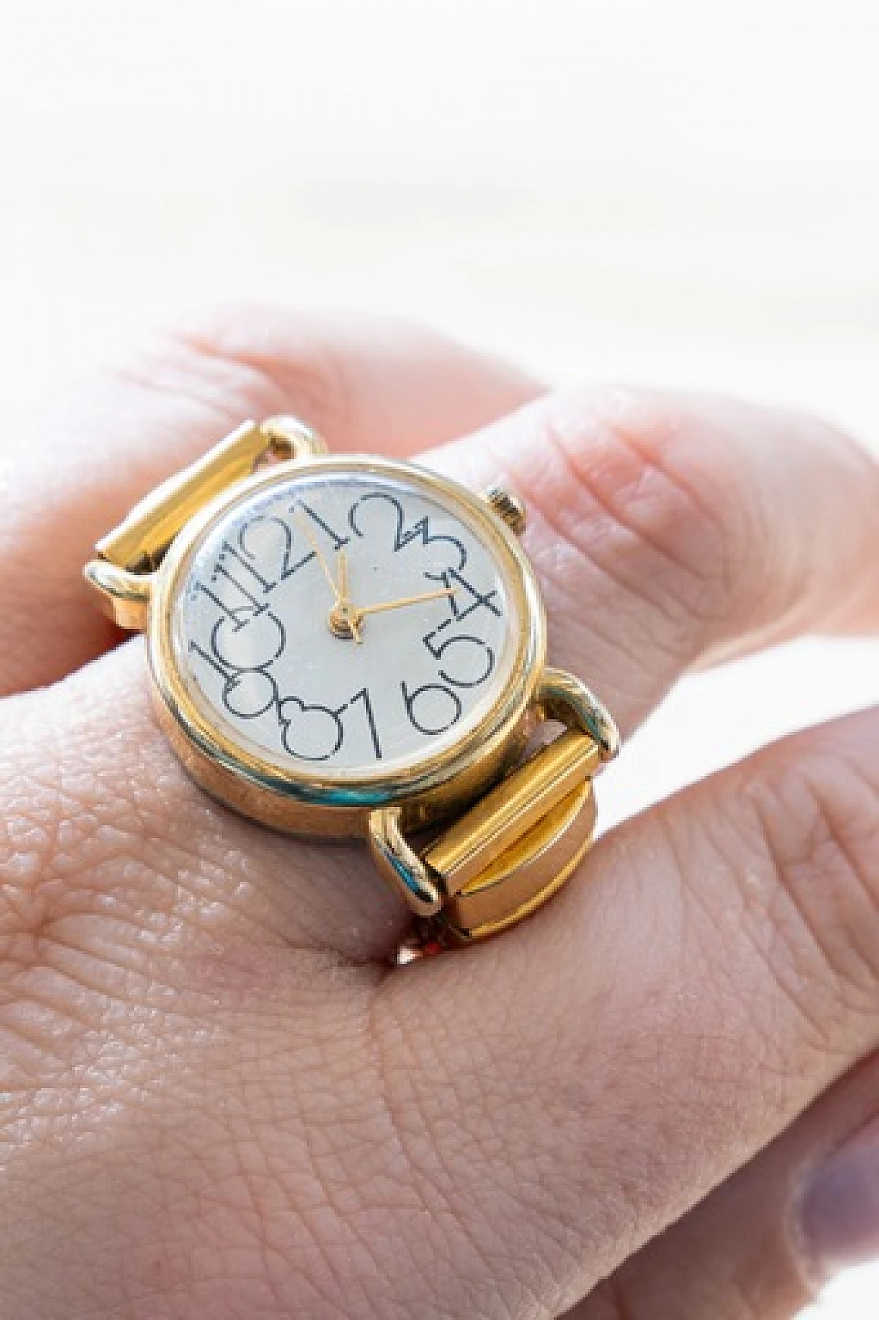 Gilded metal ring watch, 1970s 5