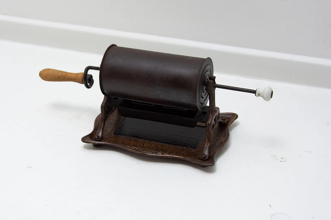 Cast iron and sheet metal manual coffee bean roaster, late 19th century 2