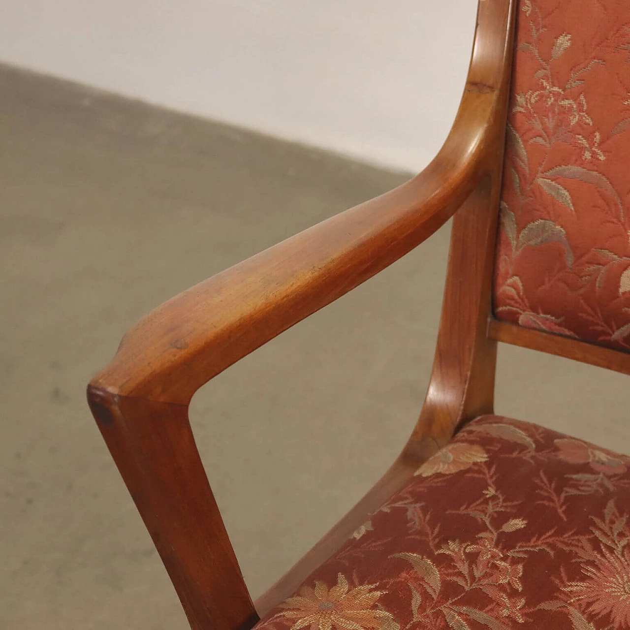 Mahogany armchair with exposed armrests, 1950s 4