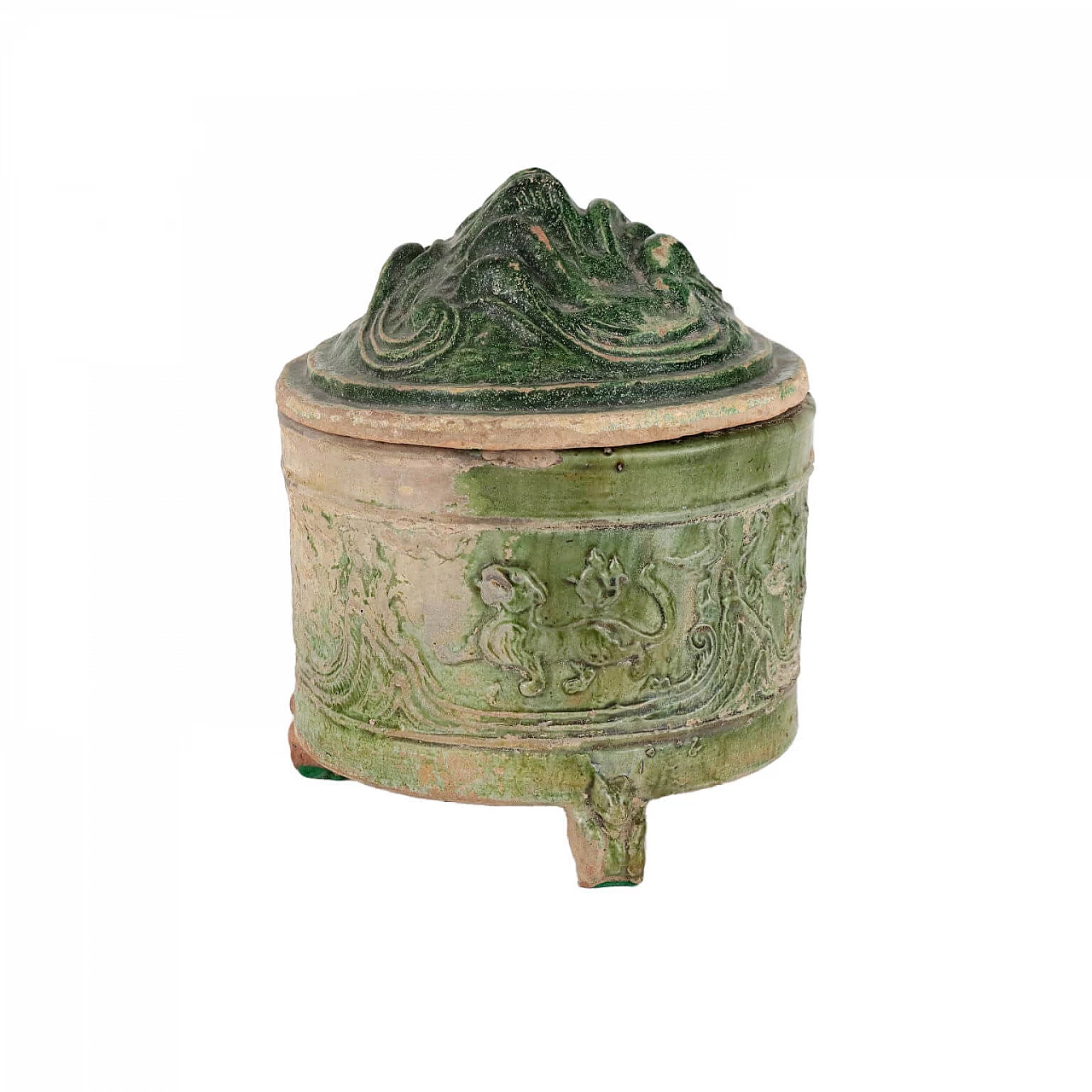 Giara cinese in terracotta invetriata verde, periodo Han 1